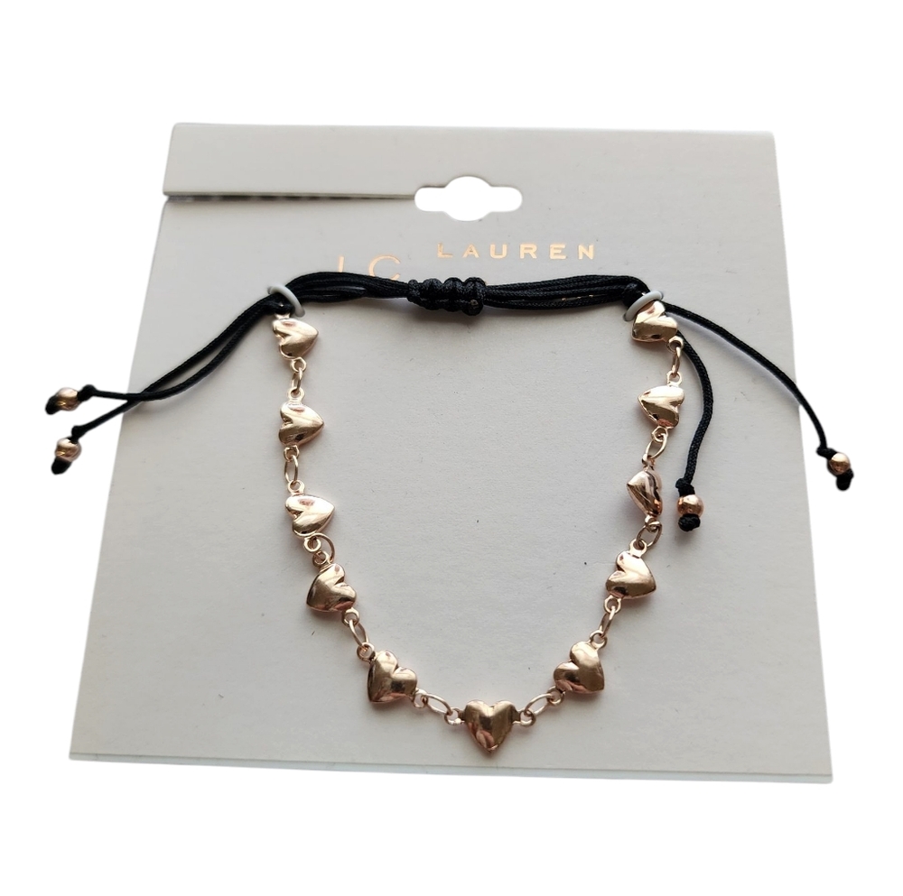 NWT LC Lauren Conrad pull-tie gold heart bracelet